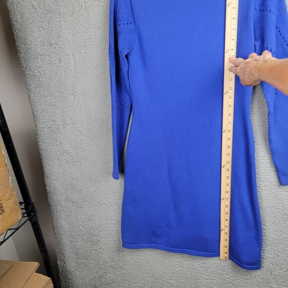 Catherine Malandrino Sweater Dress Womens M Blue Pink Lining Mobwife Bodycon - Picture 10 of 10